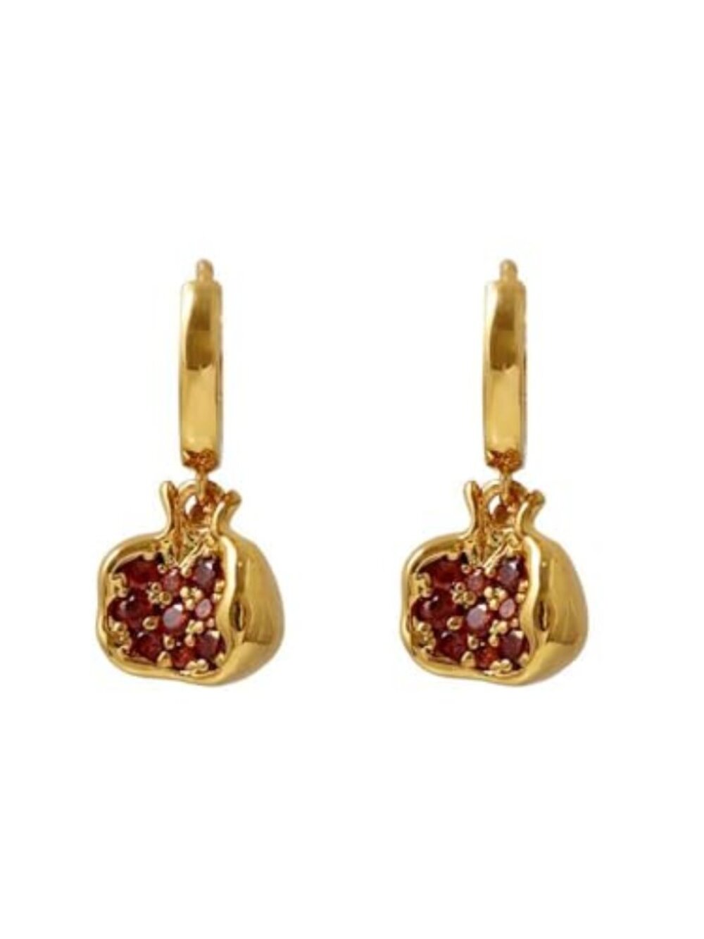 New - Premium Cubic Zirconia Inlay Red Pomegranate Pendant 18k Gold Plated